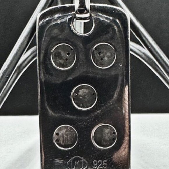 Rhodium Plated Sterling Silver “Racer” Tire Tread Black Diamond Tag With Chain - Picture 3 of 9